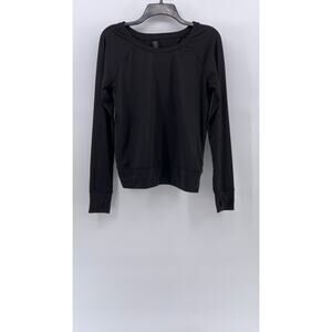 YOGALICIOUS Women's Black Cutout Back Thumbhole Long Sleeve Active Top SZ XS